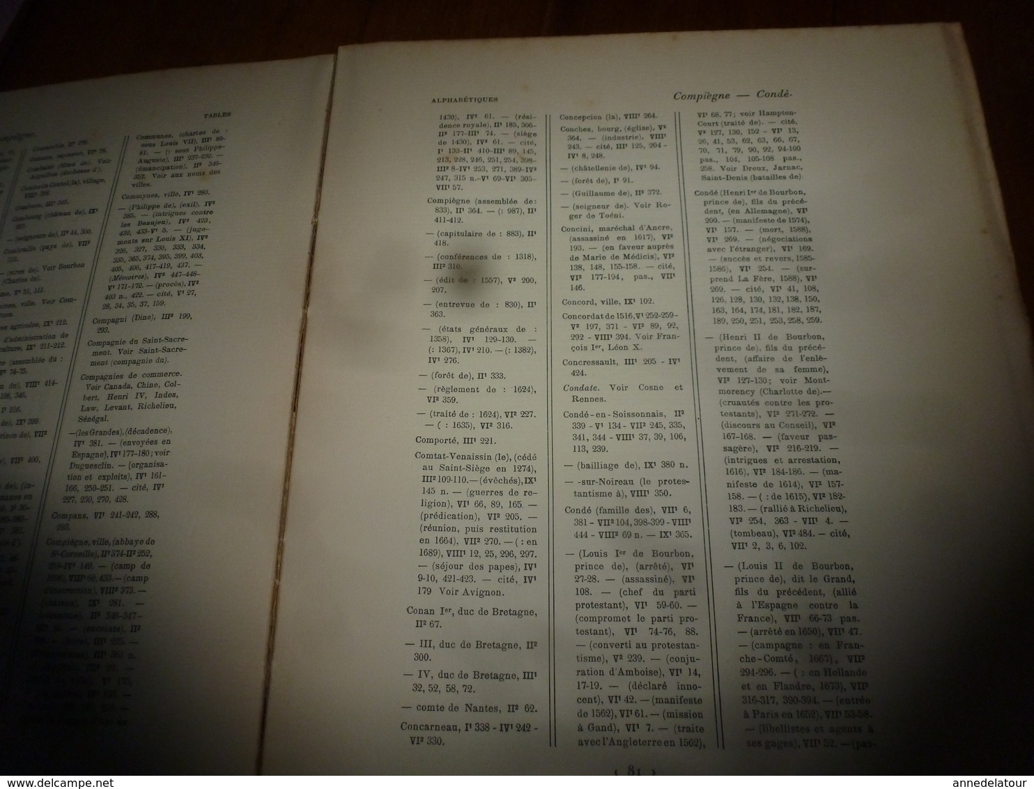 1911 HISTOIRE DE FRANCE  Depuis les origines jusqu'à la Révolution (Table Alphabétique)