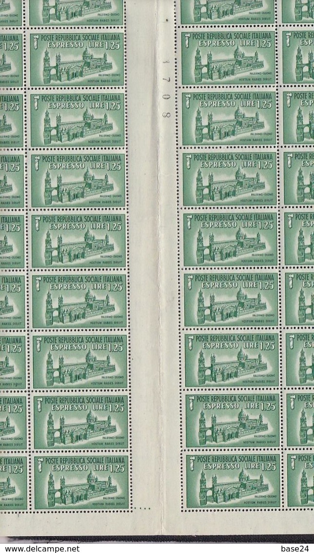 1944 Italia Italy RSI ESPRESSO N.23  100 Serie 3v. In Doppio Foglio MNH** R.S.I. Double Sheet - Express Mail