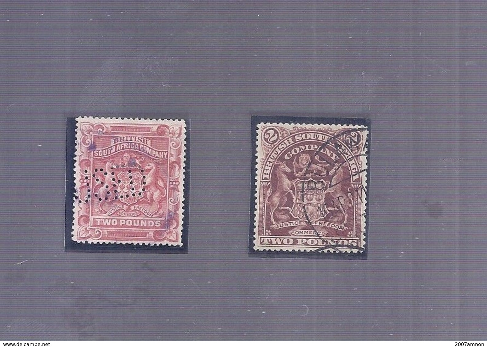 BRITISH COLONIES RHODESIA BRITISH SOUTH AFRICA COMPANY 2 POUNDS 2 STAMPS - Andere & Zonder Classificatie