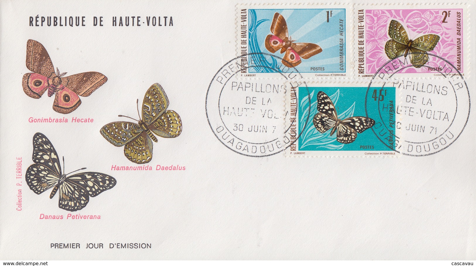 Enveloppe  FDC  1er  Jour   HAUTE  VOLTA   Papillons  1971 - Farfalle