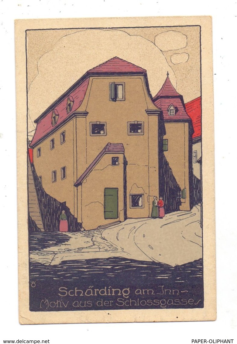 A 4780 SCHÄRDING, Motiv Aus Der Schlossgasse, Kl. Druckstelle, Steindruck - Schärding