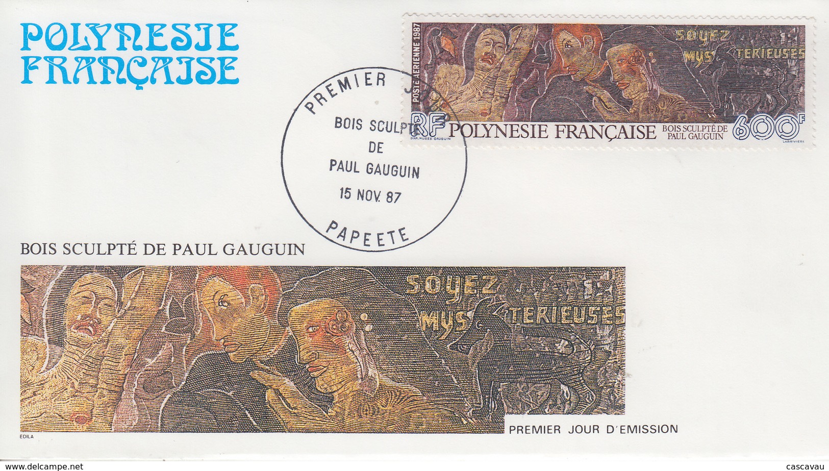 Enveloppe  FDC  1er Jour  POLYNESIE   Oeuvre  De   GAUGUIN    1987 - FDC