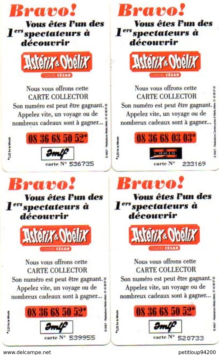 4 CARTES CINEMA-CINECARTES  ASTERIX & OBELIX Contre César  *R.BEGNINI  *L.CASTA  *CH.CLAVIER *G.DEPARDIEU - Cinécartes