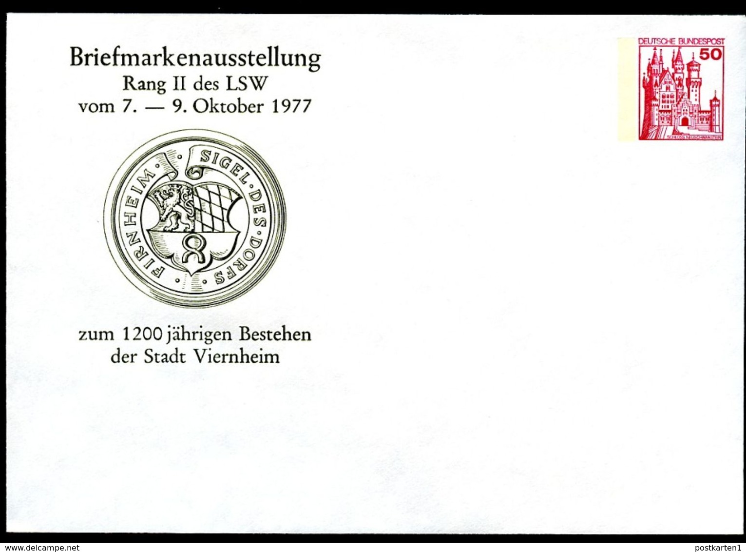 Bund PU112 D2/037 Privat-Umschlag SIEGEL VIERNHEIM 1977 - Enveloppes Privées - Neuves