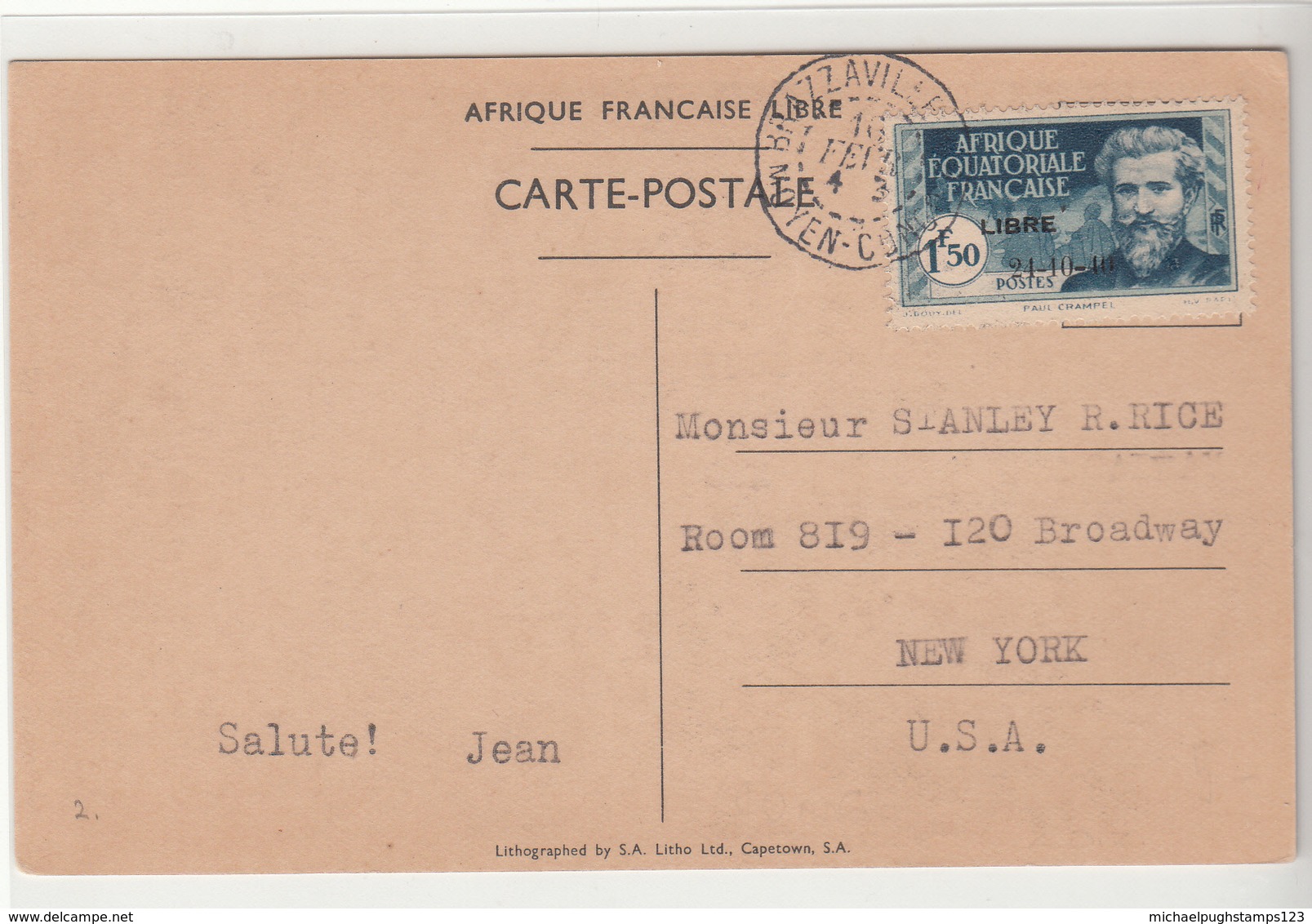 French Equatorial Africa / Middle Congo / Postcards / De Gaulle - Altri & Non Classificati