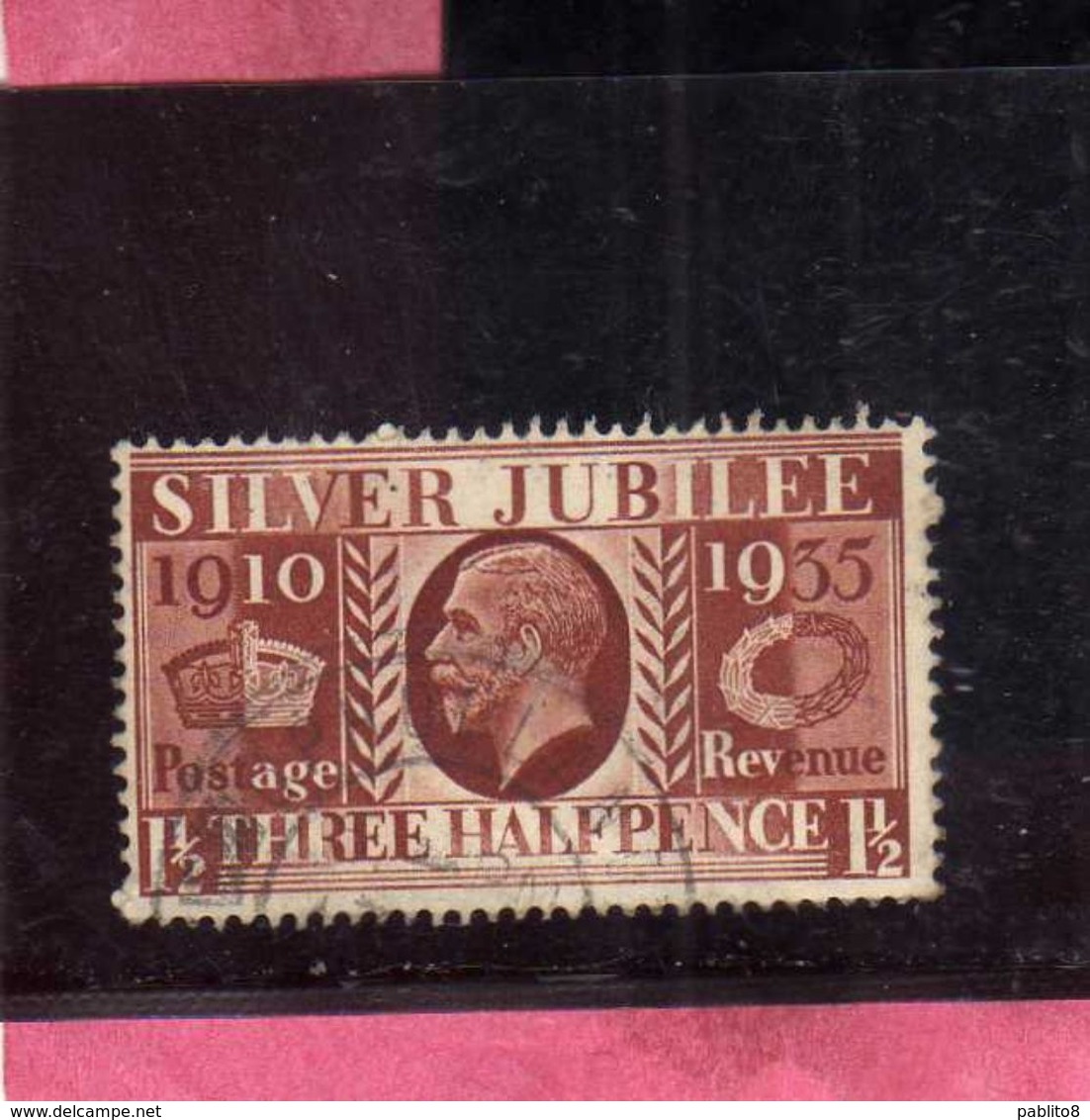 GREAT BRITAIN GRAN BRETAGNA 1936 KING EDWARD VIII RE EDOARDO SILVER JUBILEE ISSUE ROI 1 1/2p USATO USED OBLITERE' - Used Stamps