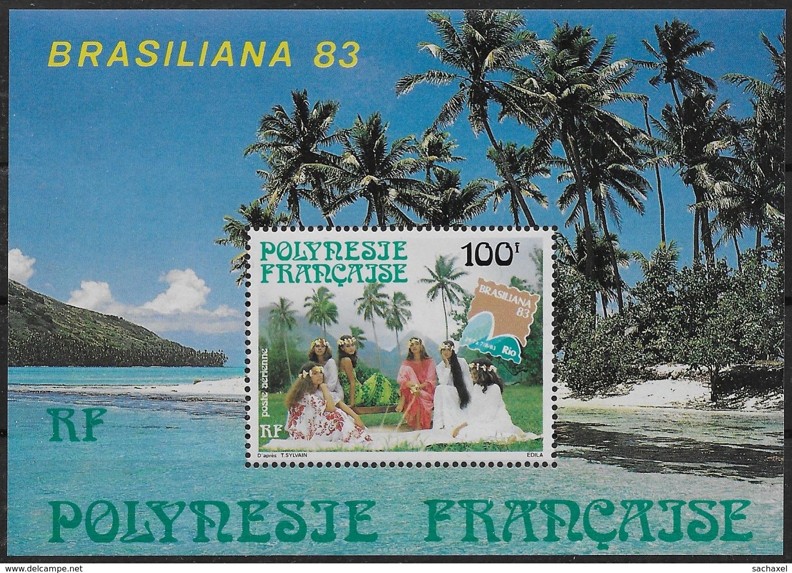 1983 Polynésie Française N° BF 7 Nf**. MNH .Bloc-feuillet . Jeunes Filles En Robe Polynésienne . - Blocchi & Foglietti