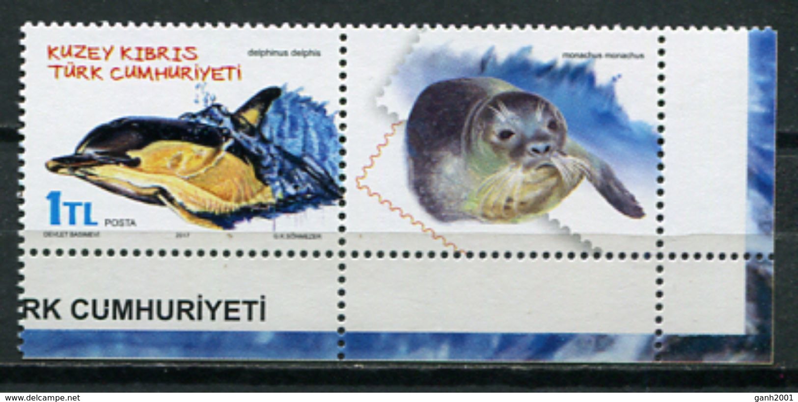 Turkish Cyprus 2017 Chipre Turco / Dolphin Mammals MNH Delfin Mamífero Säugetiere / Cu7037  40 - Dolfijnen