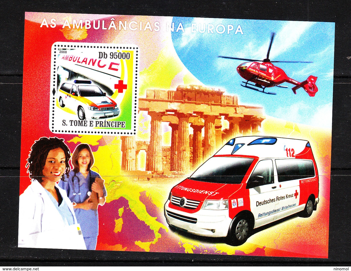 S. Tomé & Prince  -  2008. Autoambulanza Europea. European Ambulance. Red Cross. MNH - Croce Rossa