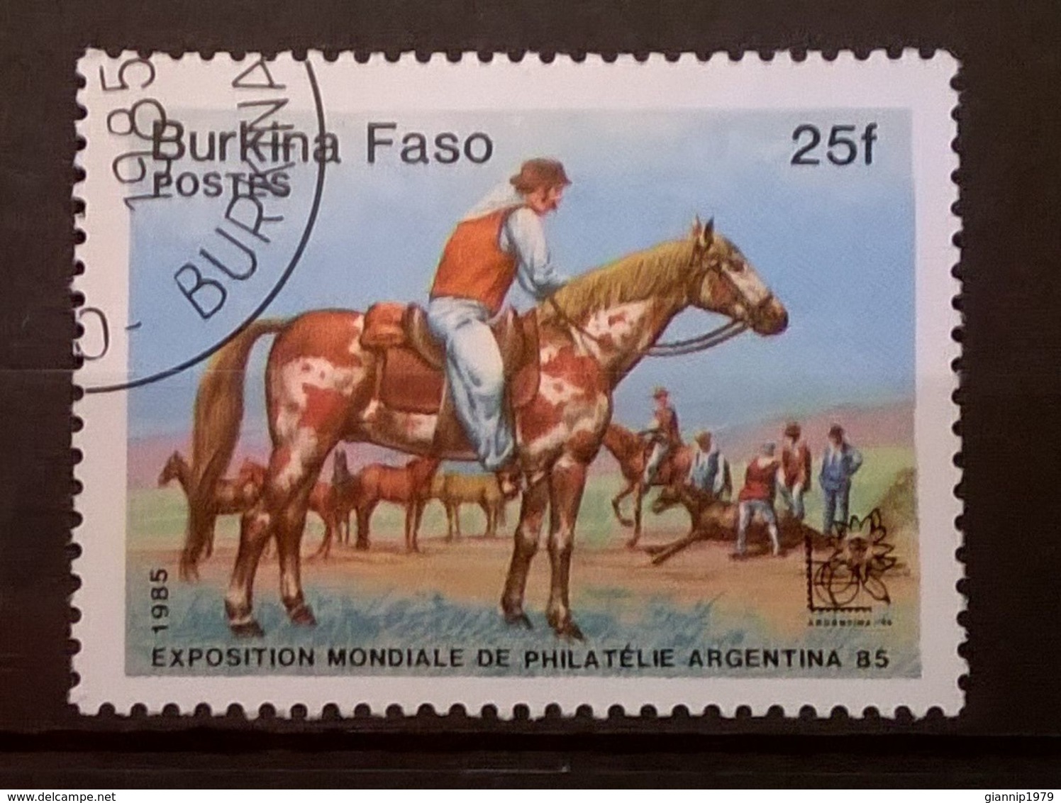 FRANCOBOLLI STAMPS BURKINA FASO 1985 SERIE ARGENTINA 85 CAVALLI E CAVALIERI - Burkina Faso (1984-...)