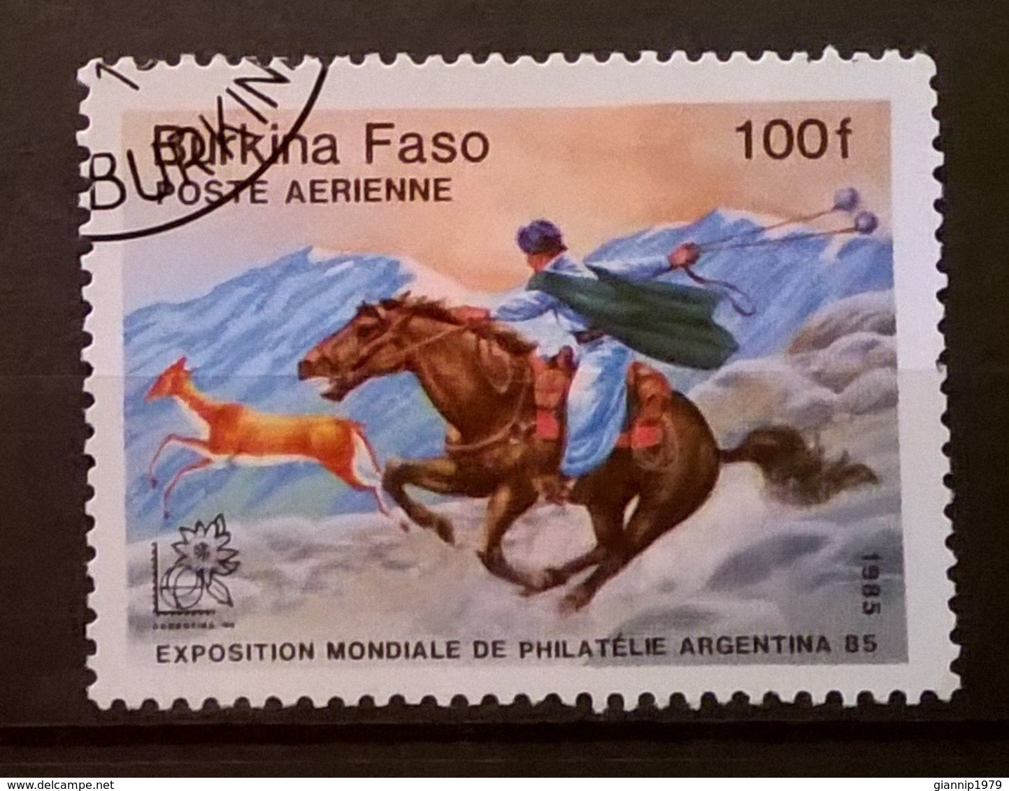 FRANCOBOLLI STAMPS BURKINA FASO 1985 SERIE ARGENTINA 85 CAVALLI E CAVALIERI - Burkina Faso (1984-...)