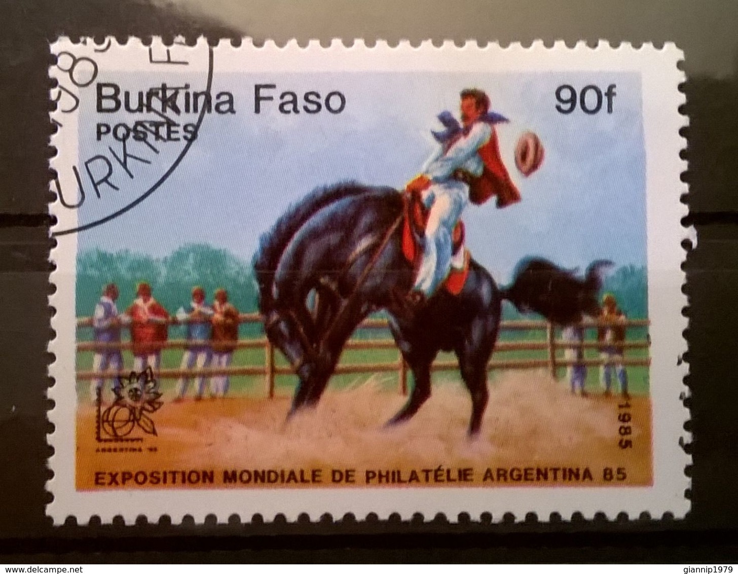 FRANCOBOLLI STAMPS BURKINA FASO 1985 SERIE ARGENTINA 85 CAVALLI E CAVALIERI - Burkina Faso (1984-...)