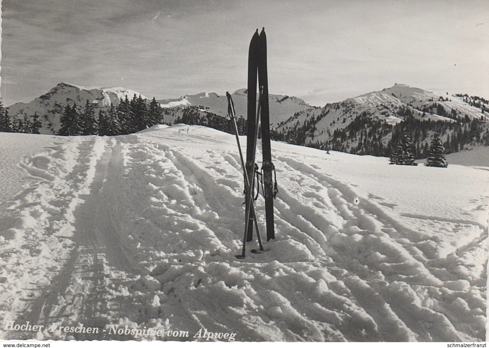 AK Hocher Freschen Nobspitze Vom Alpweg A Laterns Ebnit Mellau Damüls Rudach Alpwegkopfhaus Stempel Skifahrer Ski Winter - Bregenzerwaldorte