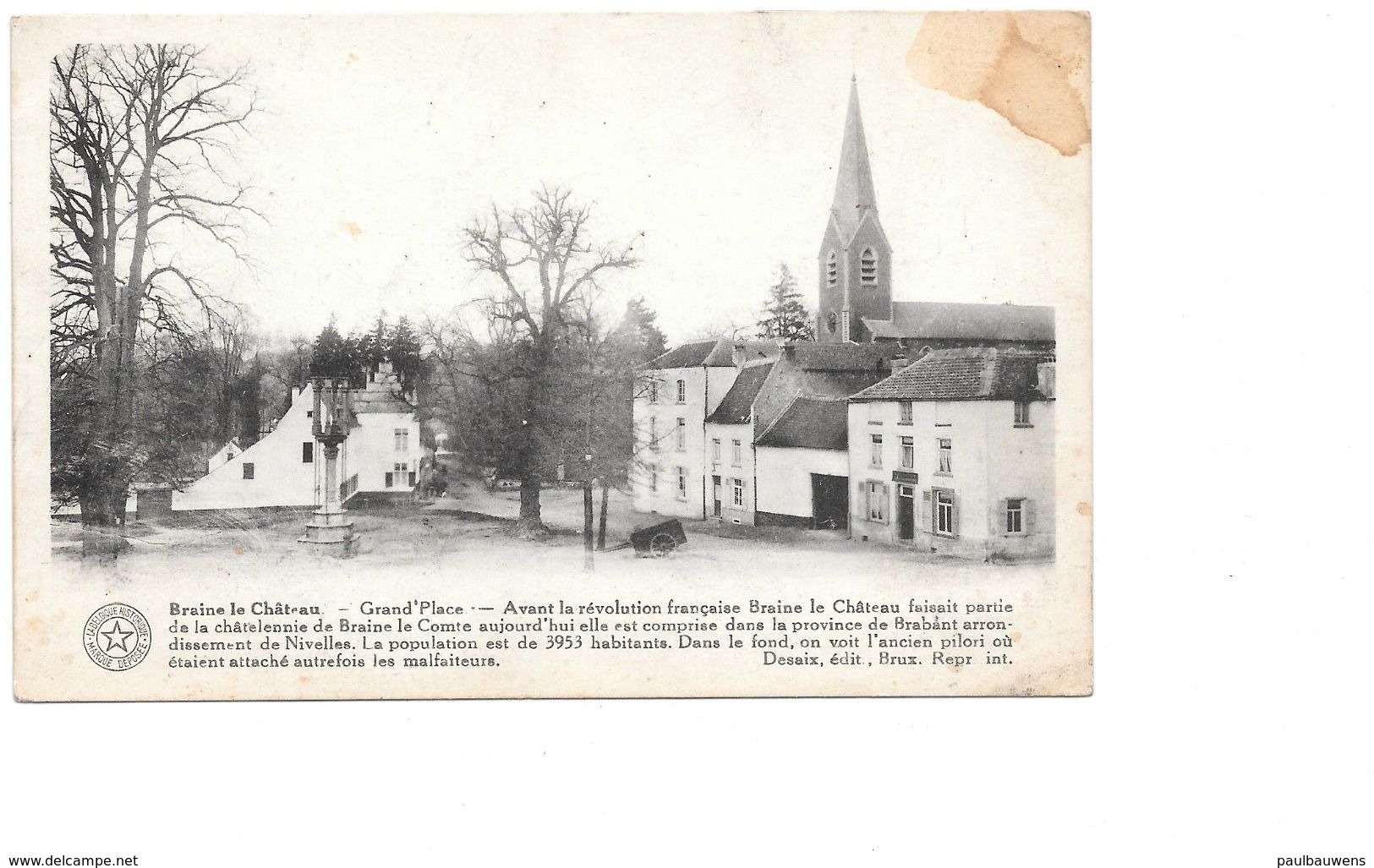 Braine Le Château, Grand'Place Met Boerenkar, Stootkar En Café, Verstuurd 1939. - Braine-le-Château