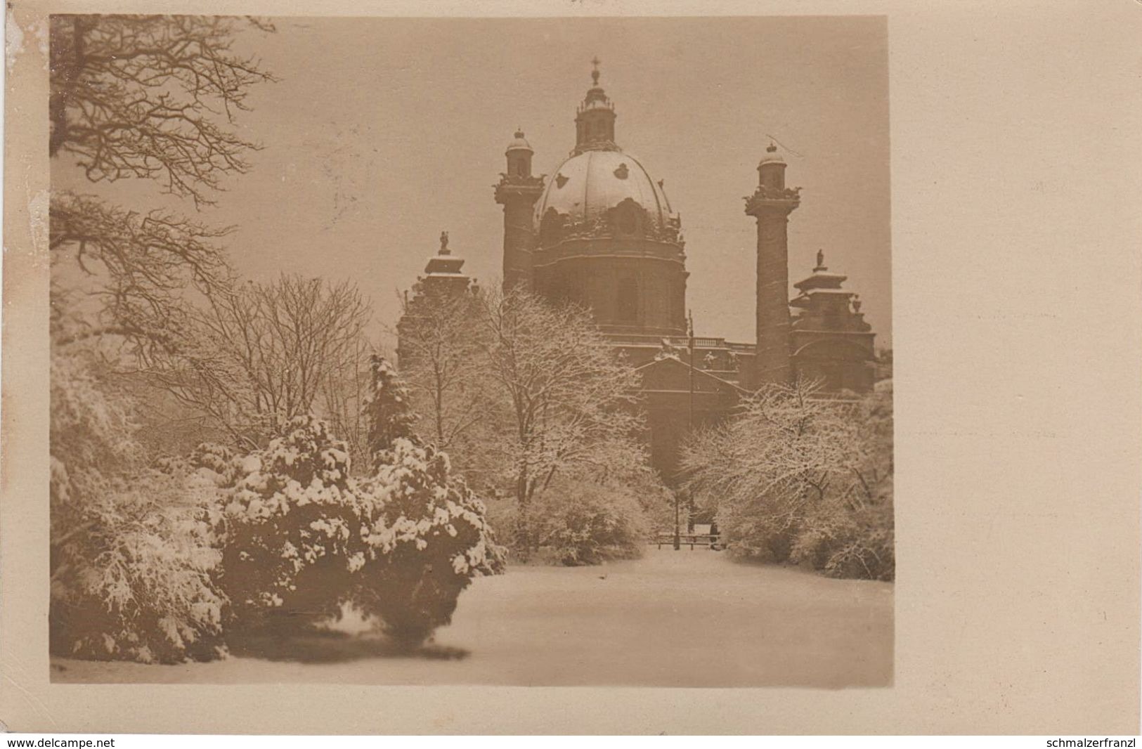 Foto AK Wien Kirche Karlskirche A Kreuzherrengasse 1 Karlsplatz Resselpark Winter Österreich Austria Autriche - Churches