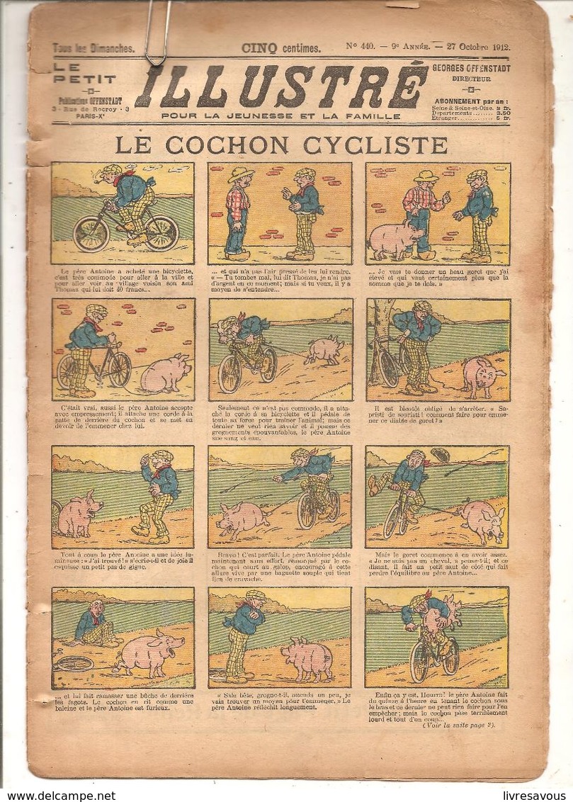 Le Petit Illustré Pour La Jeunesse Et La Famille N°440 Du 27/10/1912 Le Cochon Cycliste - Autre Magazines