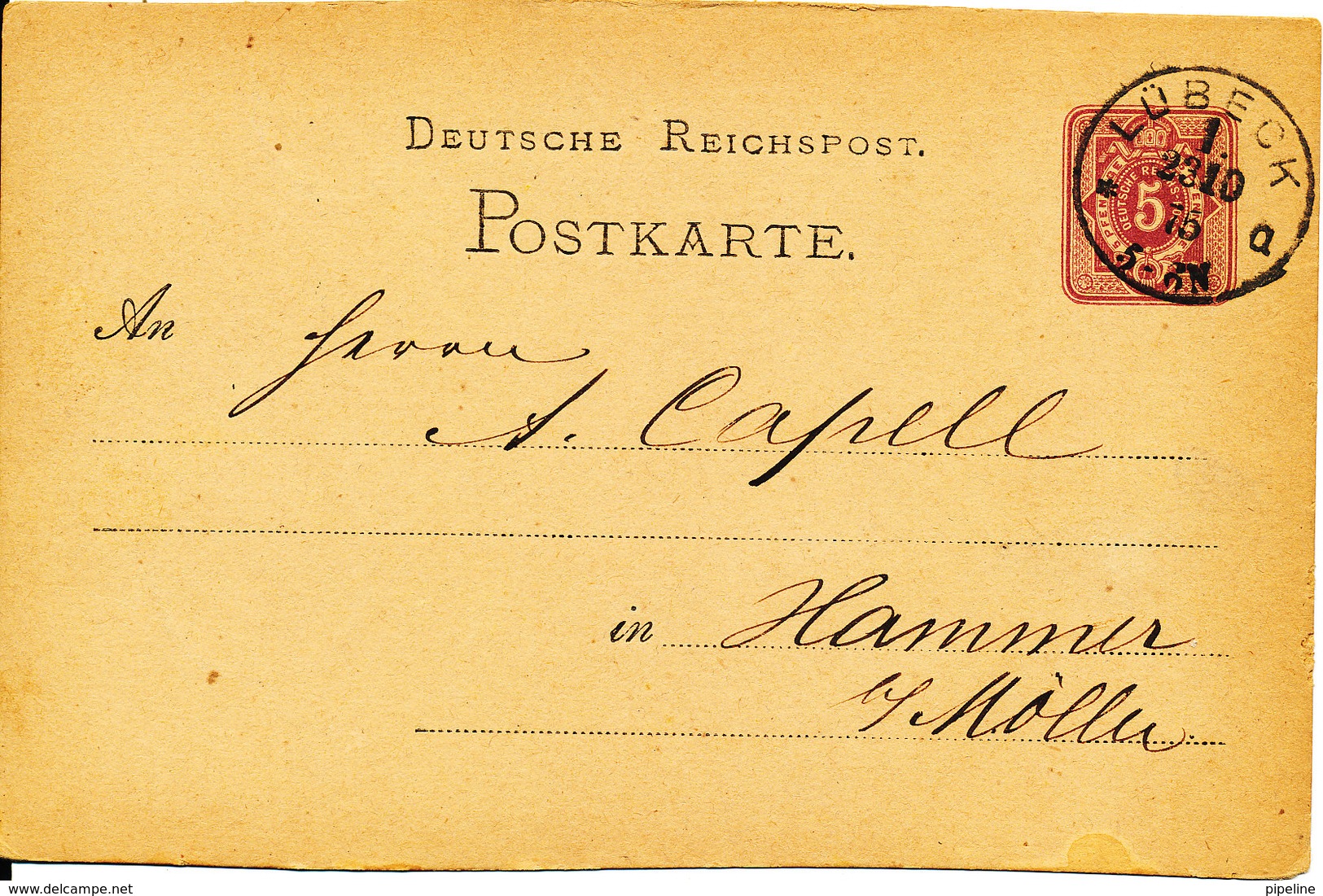 Germany Postcard Postal Stationery Lübeck 23-10-1875 - Autres & Non Classés