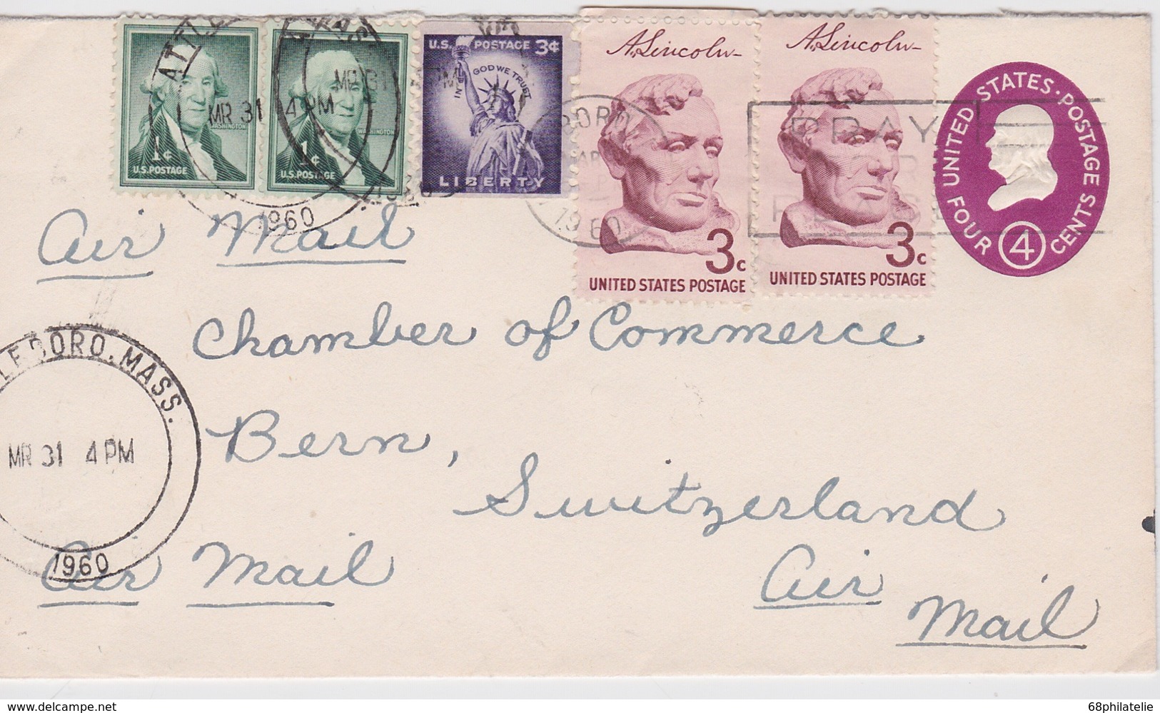 USA 1960 ENTIER POSTAL LETTRE POUR BERNE - 1941-60