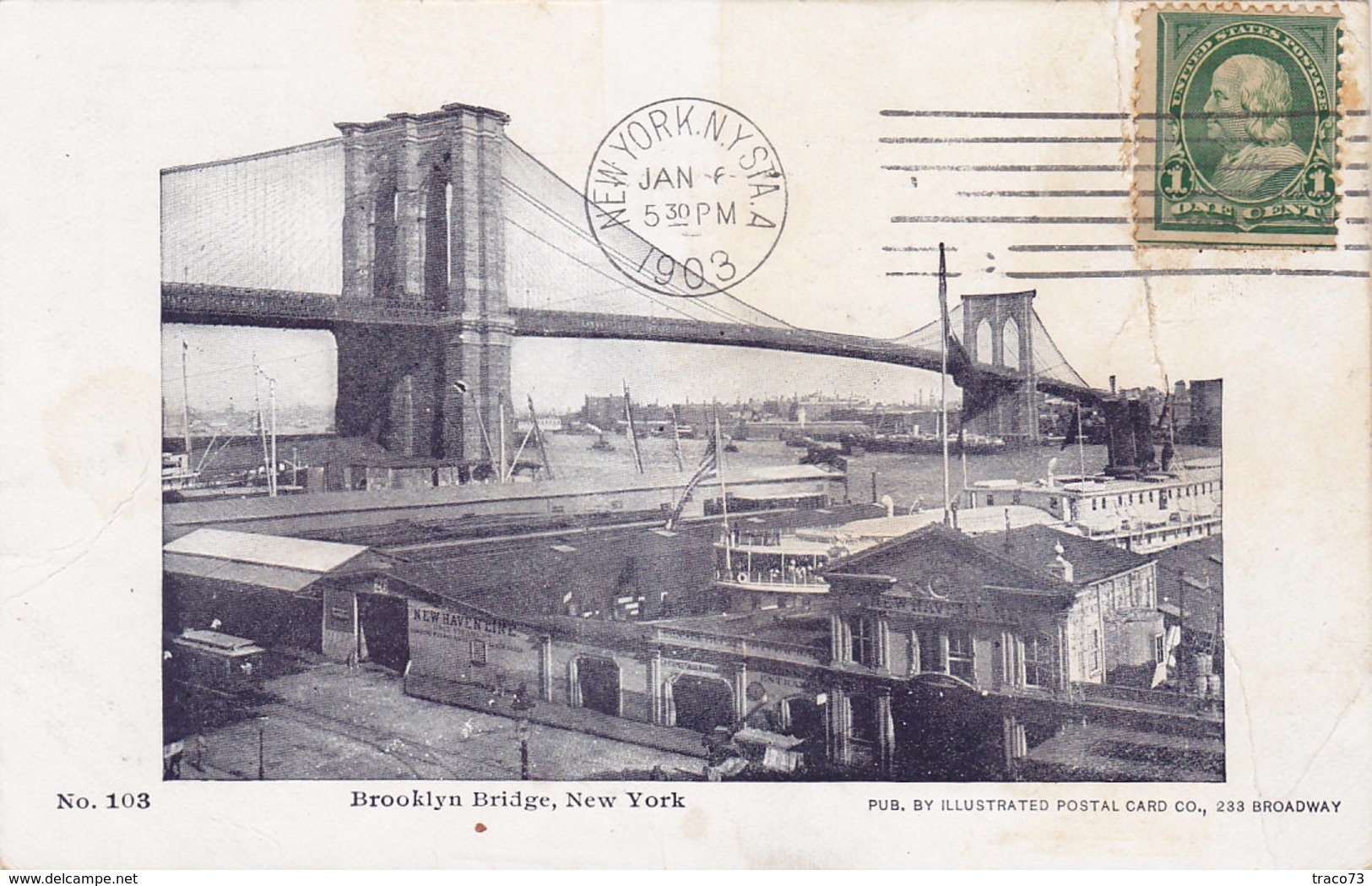 NEW YORK /  Brooklyn Bridge _ Viaggiata 1903 - Brooklyn