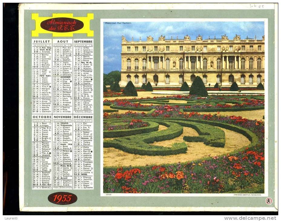 Calendrier 1955 Double Cartonnage, Notre Dame De Paris Et Versailles, Intérieur Complet - Grand Format : 1941-60