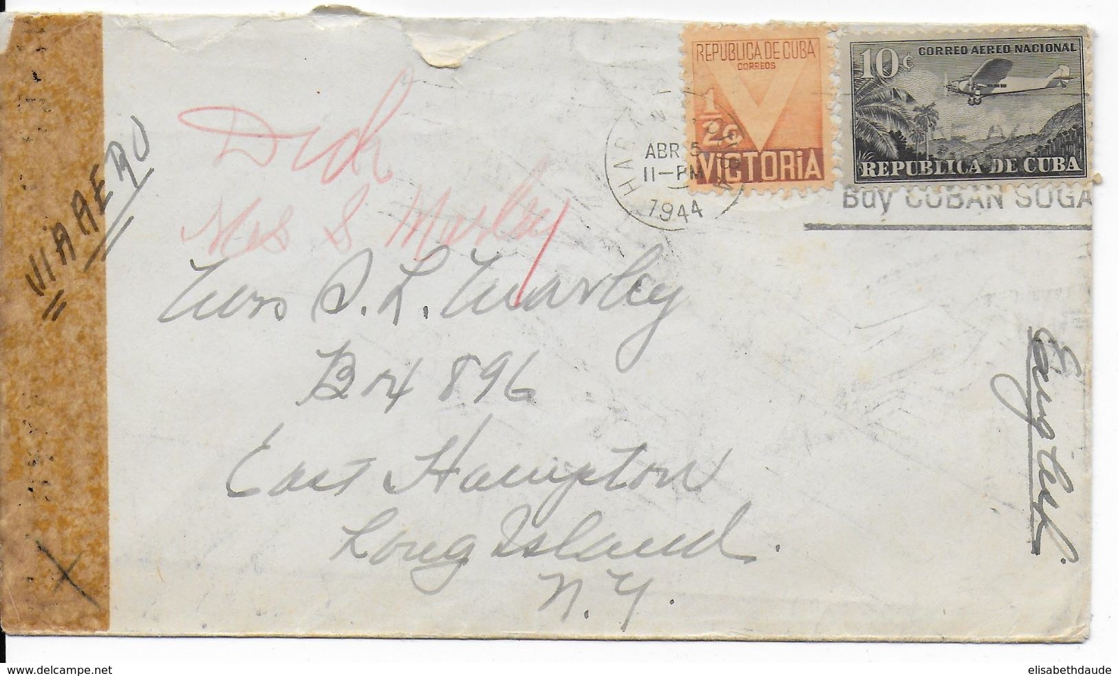 1944 - ENVELOPPE Avec CENSURE De HABANA => NEW YORK (USA) - Brieven En Documenten