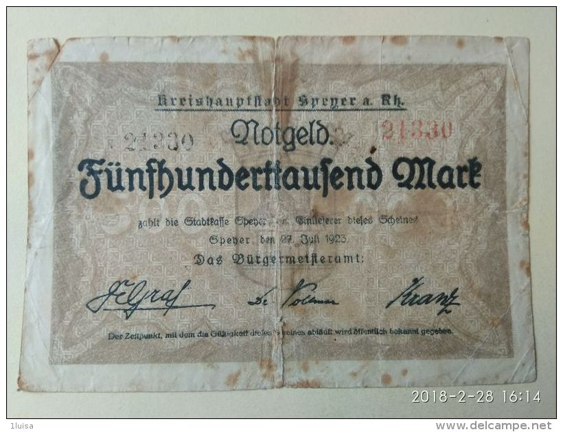 GERMANIA Speger 500000 Mark 1923 - [11] Emissioni Locali