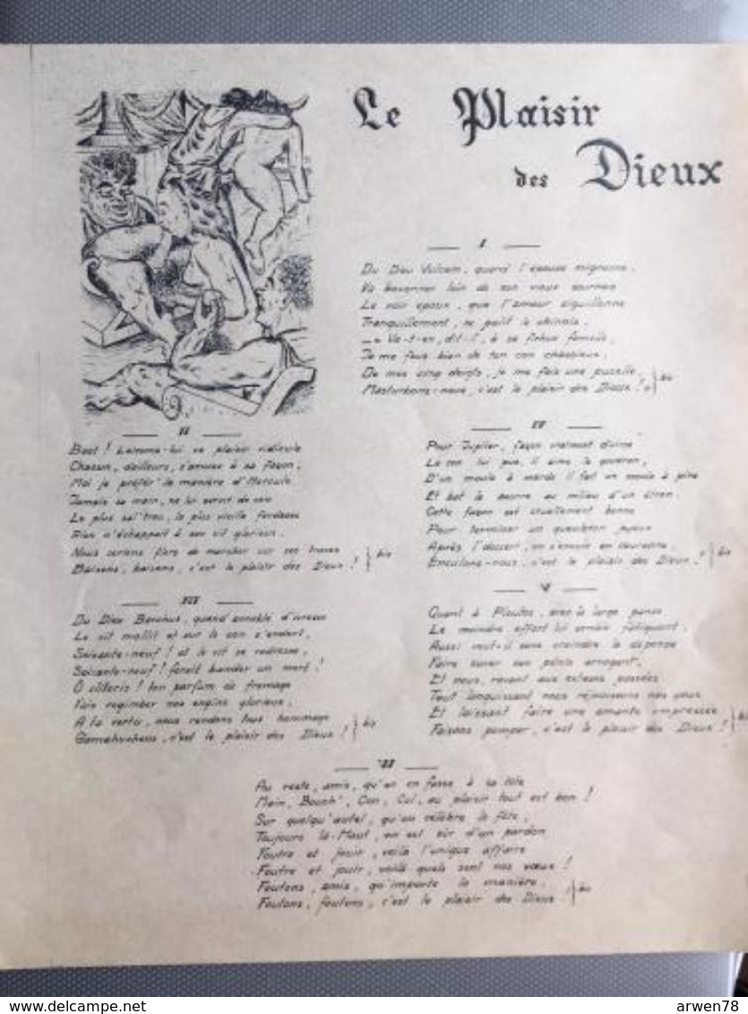 Curiosa Chanson Et Dessin Paillards Le Plaisir Des Dieux - Partitions Musicales Anciennes