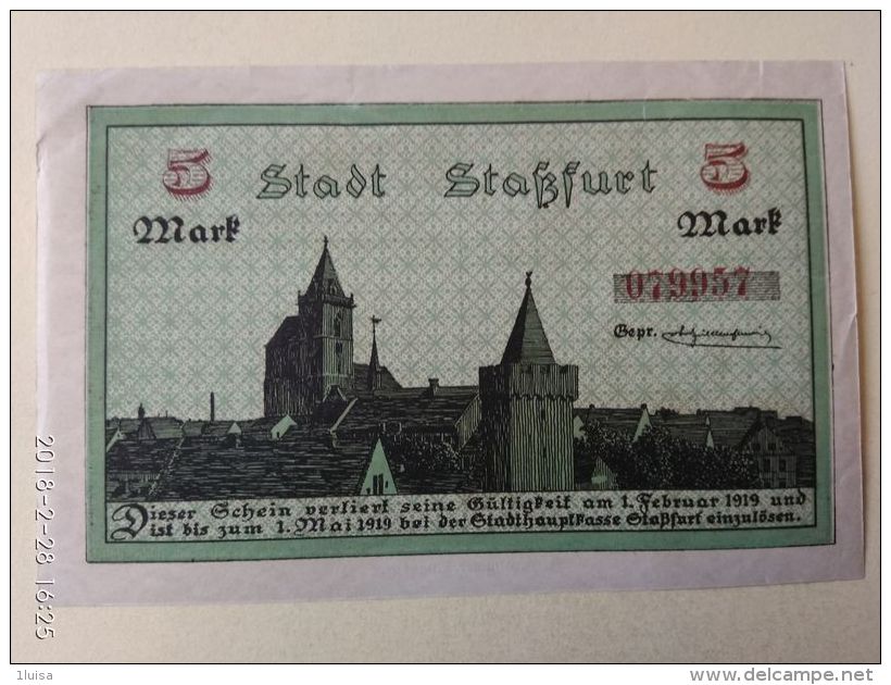 GERMANIA Staffurt 5 Mark 1918 - [11] Emissioni Locali