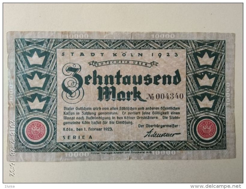 GERMANIA Koln 10000 Mark 1923 - [11] Emissioni Locali