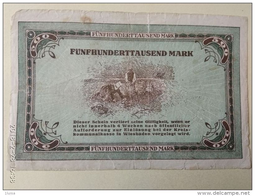 GERMANIA Wiesbaden 500000 Mark 1923 - [11] Emissioni Locali