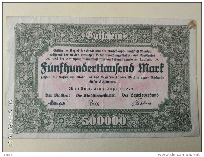 GERMANIA Werdau 500000 Mark 1923 - [11] Emissioni Locali