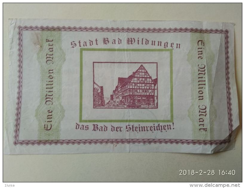 GERMANIA Wildungen 1 Milione Mark 1923 - [11] Emissioni Locali