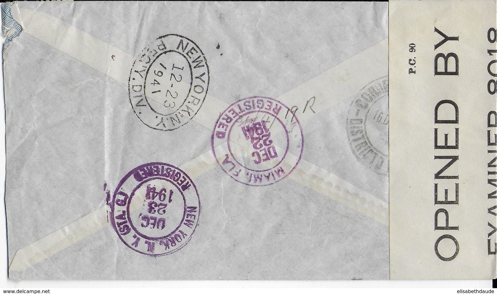 BRESIL - 1941 - ENVELOPPE RECOMMANDEE AIRMAIL Avec CENSURE US De RIO => USA - Storia Postale