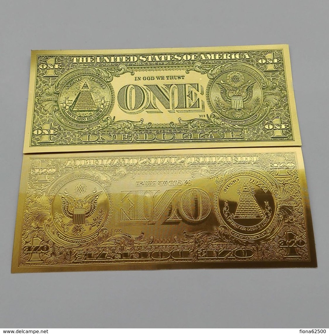 BILLET FACTICE DE 1 $ . PLAQUE COULEUR OR . - Other & Unclassified