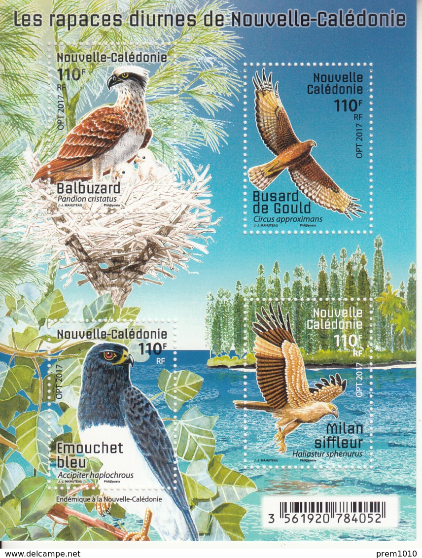 NEW CALEDONIA- 2017 - Diurnal Raptors Of New Caledonia- MNH Block- Rapaces- Raptors - Blocchi & Foglietti