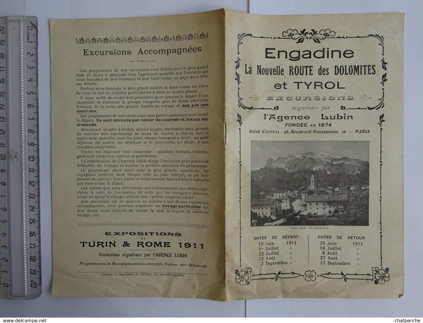 TRANSPORT  EXCURSIONS ENGANDINE NOUVELLE ROUTE DES DOLOMITES ET TYROL 1911 AGENCE LUBIN - Europe