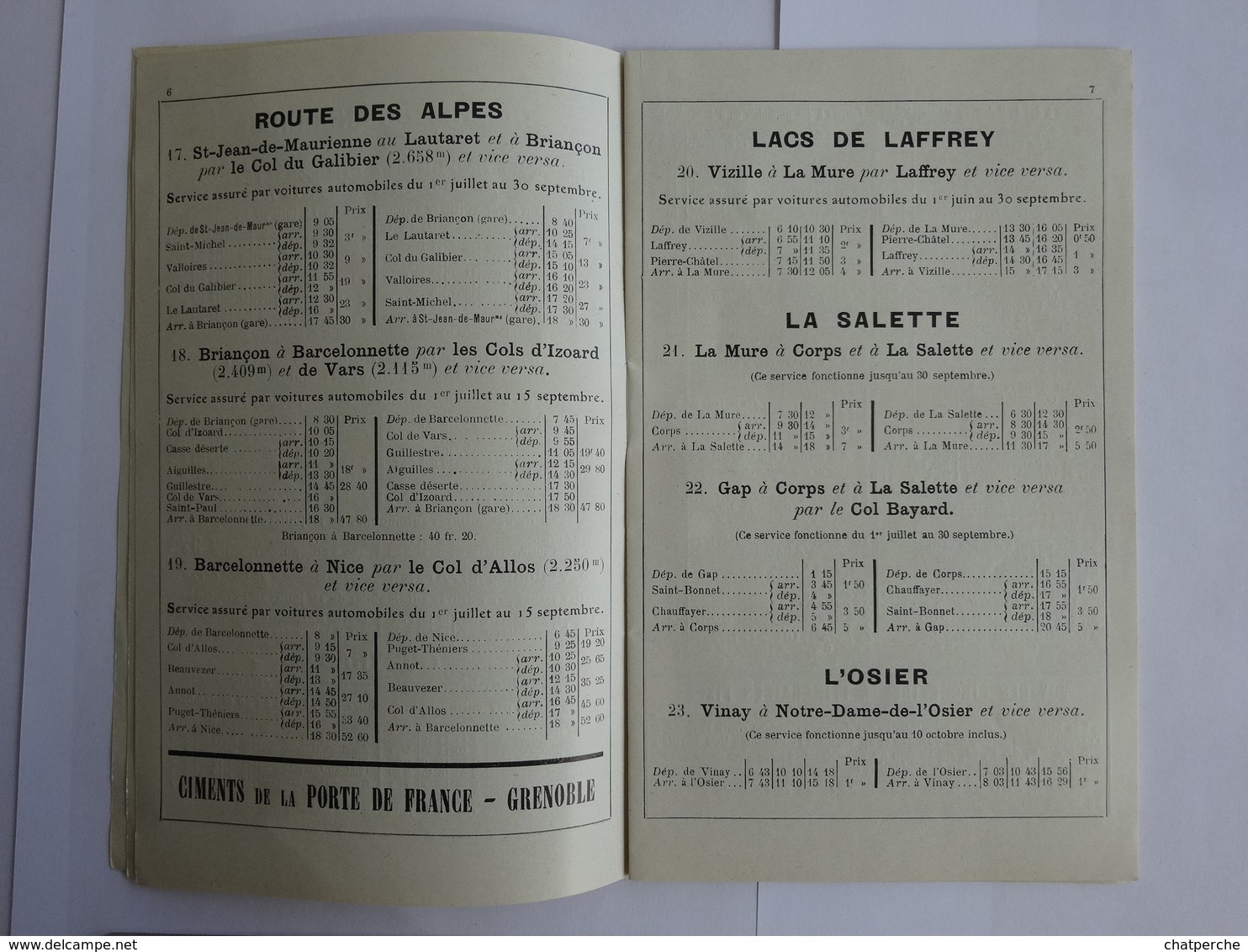 DEPLIANT HORAIRES EXCURSIONS EN DAUPHINE  ETE 1912  CHEMINS DE FER PLM SERVICES AUTOMOBILES - Europe