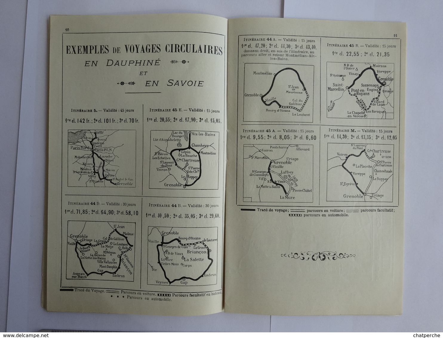 DEPLIANT HORAIRES EXCURSIONS EN DAUPHINE  ETE 1912  CHEMINS DE FER PLM SERVICES AUTOMOBILES