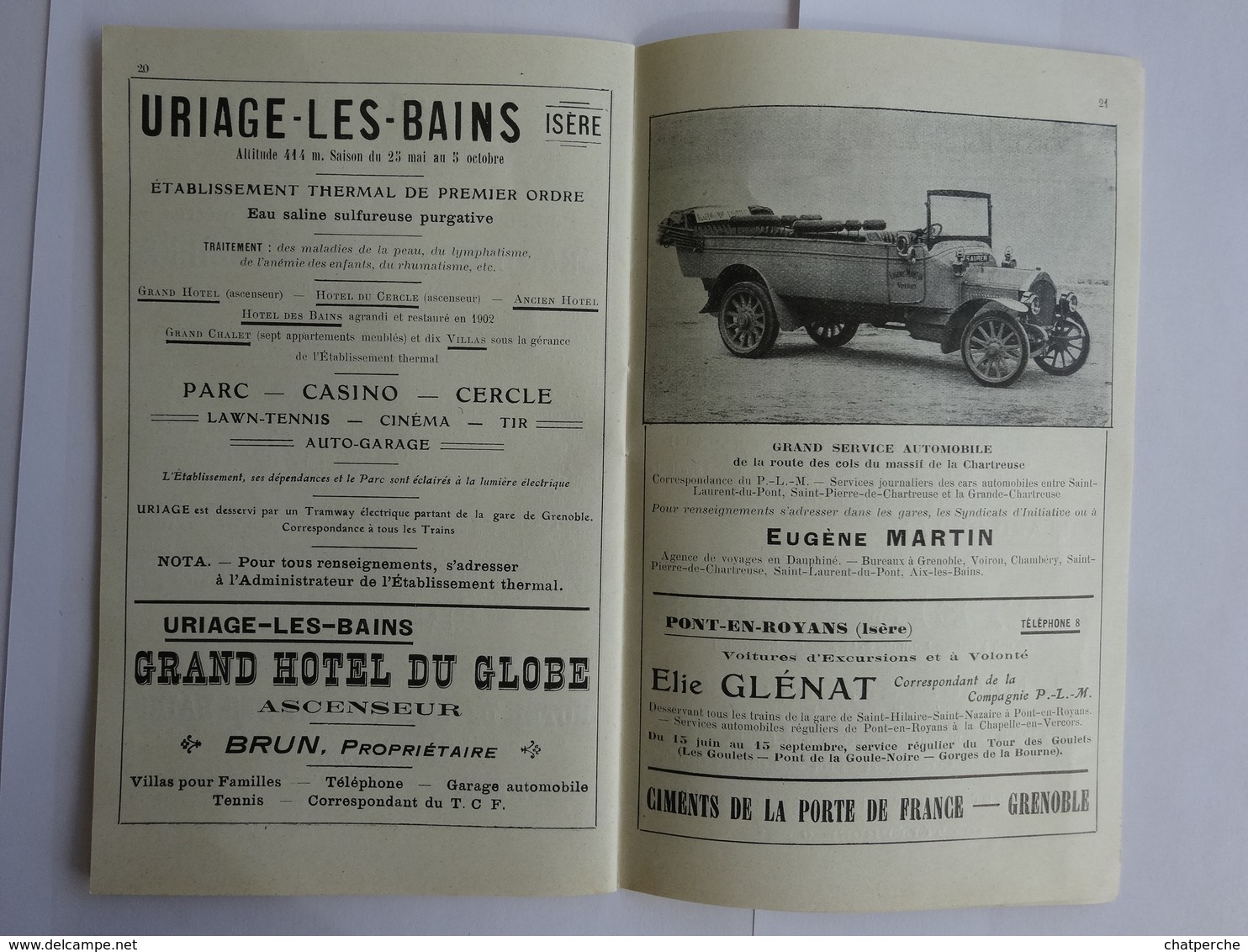 DEPLIANT HORAIRES EXCURSIONS EN DAUPHINE  ETE 1912  CHEMINS DE FER PLM SERVICES AUTOMOBILES