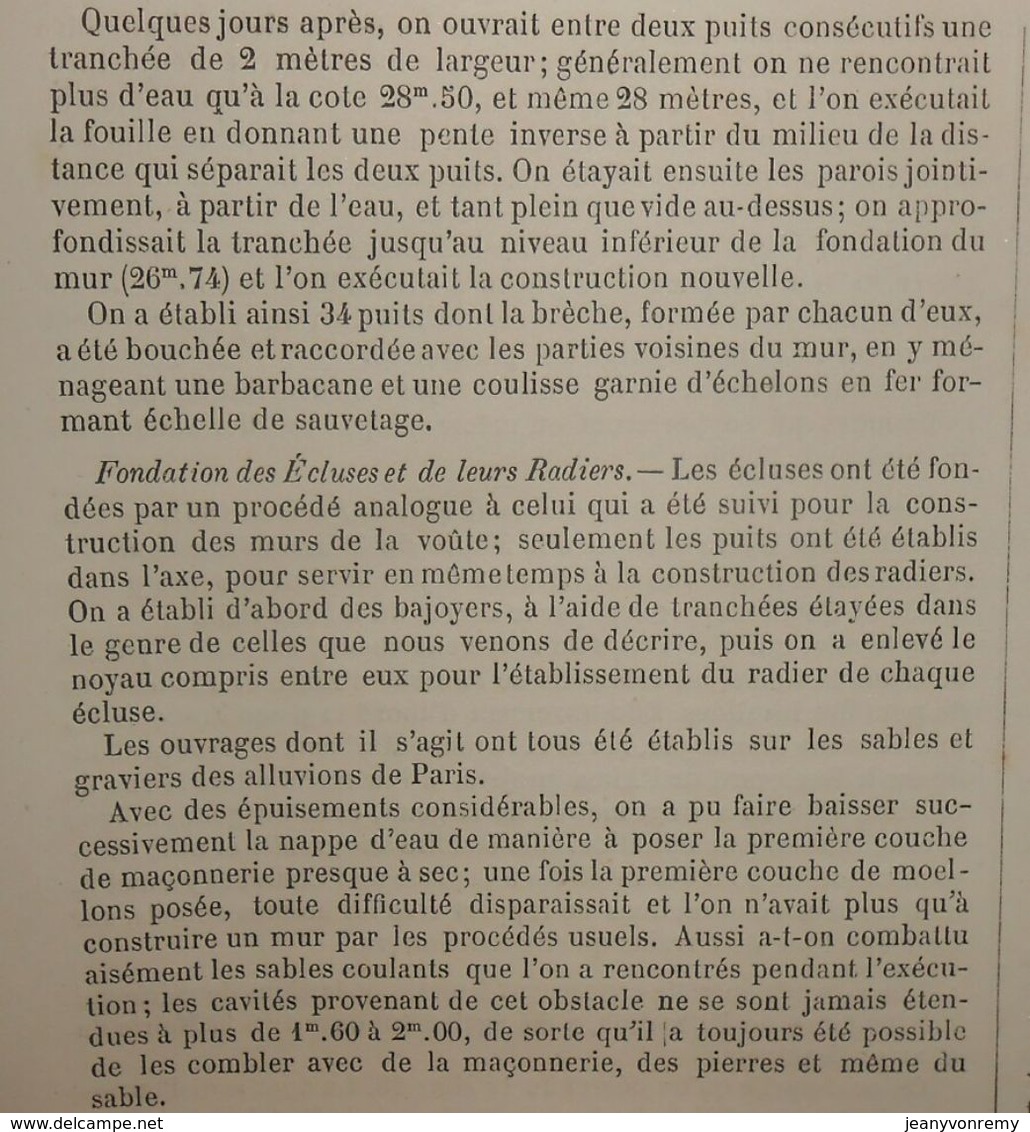 Plan De L'abaissement Du Canal Saint Martin à Paris. 1861 - Arbeitsbeschaffung