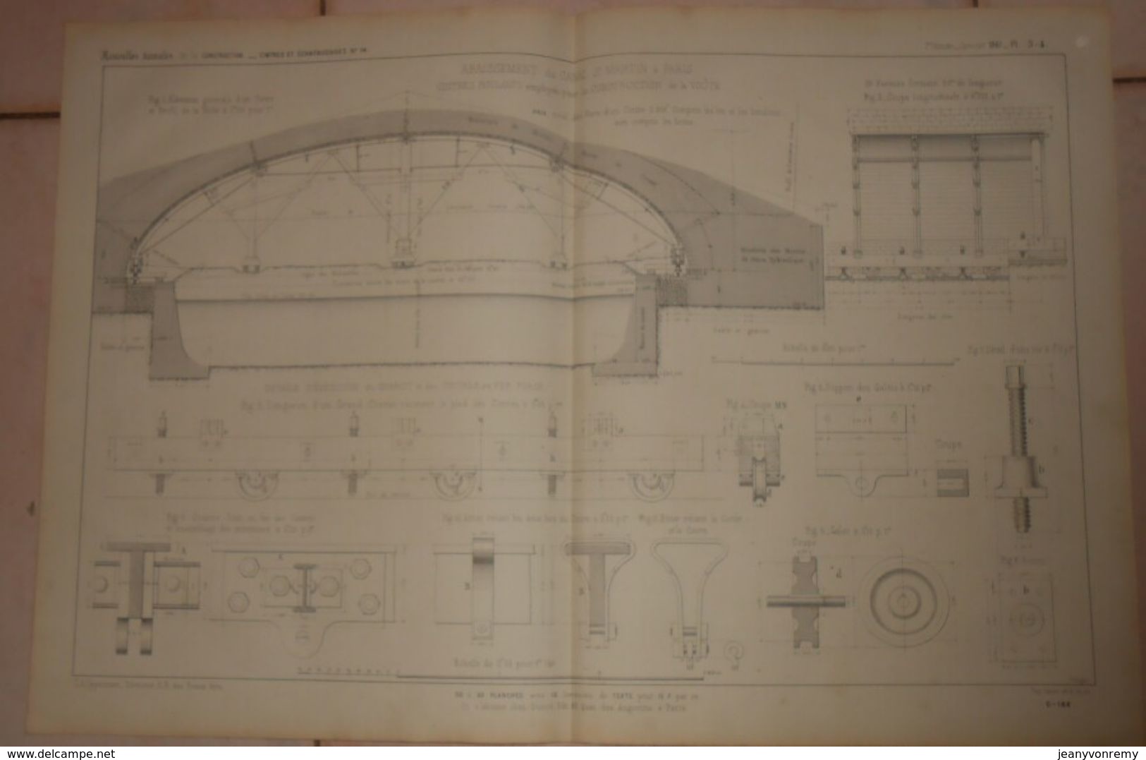 Plan De L'abaissement Du Canal Saint Martin à Paris. 1861 - Travaux Publics