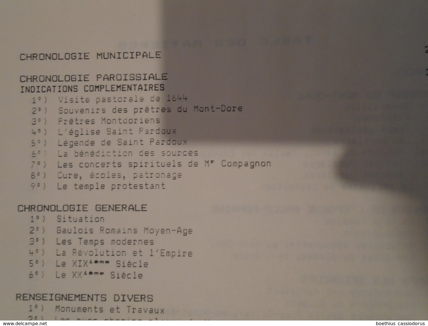 ANNALES DU MONT DORE par MARCEL BOUTEILLER  (travail de recherche effectué autour de 1988/1989)