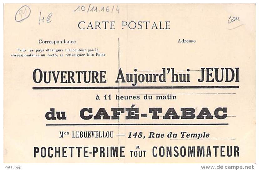 91 CORBEIL ESSONNES  Grands Moulins &amp; Nvles Constructions - Publicité Au Verso CAFE TABAC Mon LEGUEVELLOU - CPA - Corbeil Essonnes