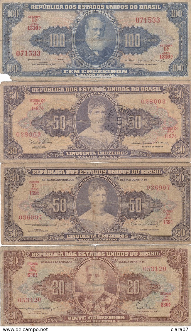 Lot De 24 Billets Du Brésil Banco Central Do BRASIL - Brésil