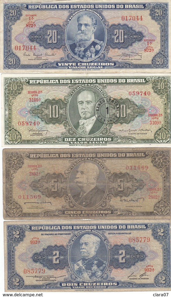 Lot De 24 Billets Du Brésil Banco Central Do BRASIL - Brésil