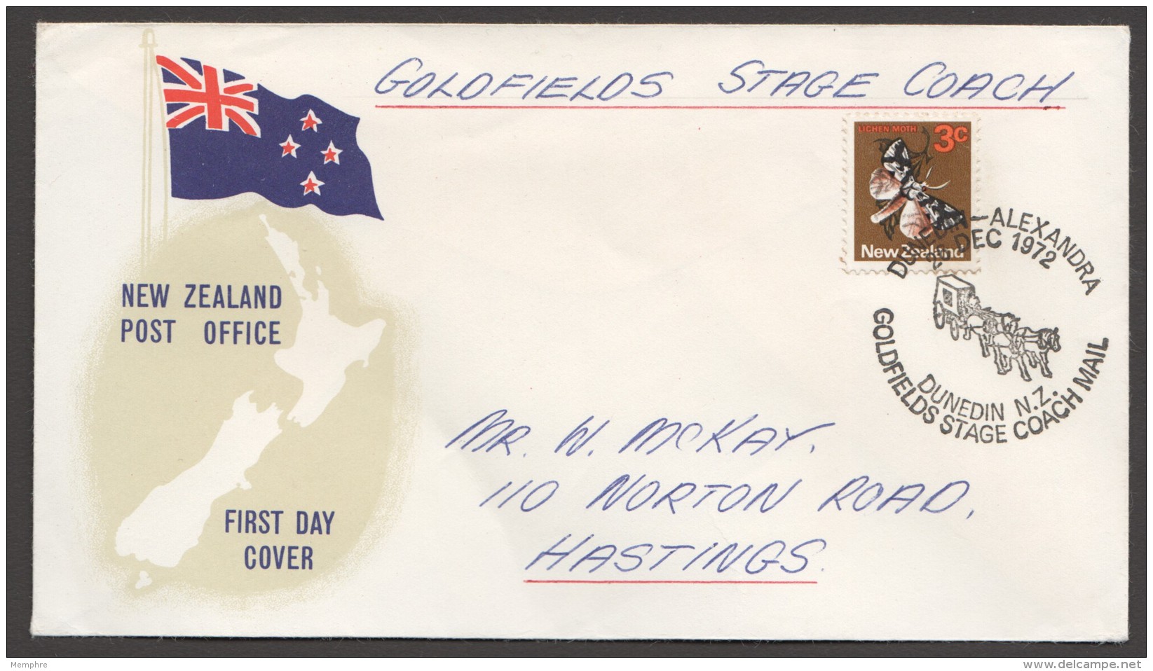 1972  Goldfields Stage Coach Mail Dunedin - Alexandra  Stage-Coach Mail - Covers & Documents