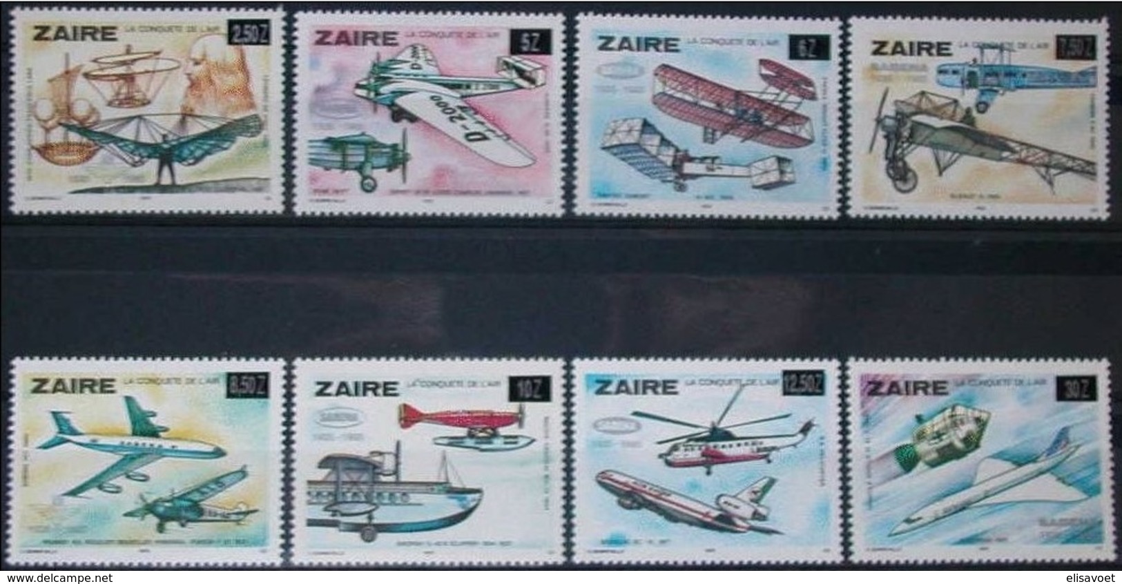 Zaire 1985 Ocbn°  1258-1265  *** MNH Cote 12,00 Euro Avions Vliegtuigen Airplanes - Neufs