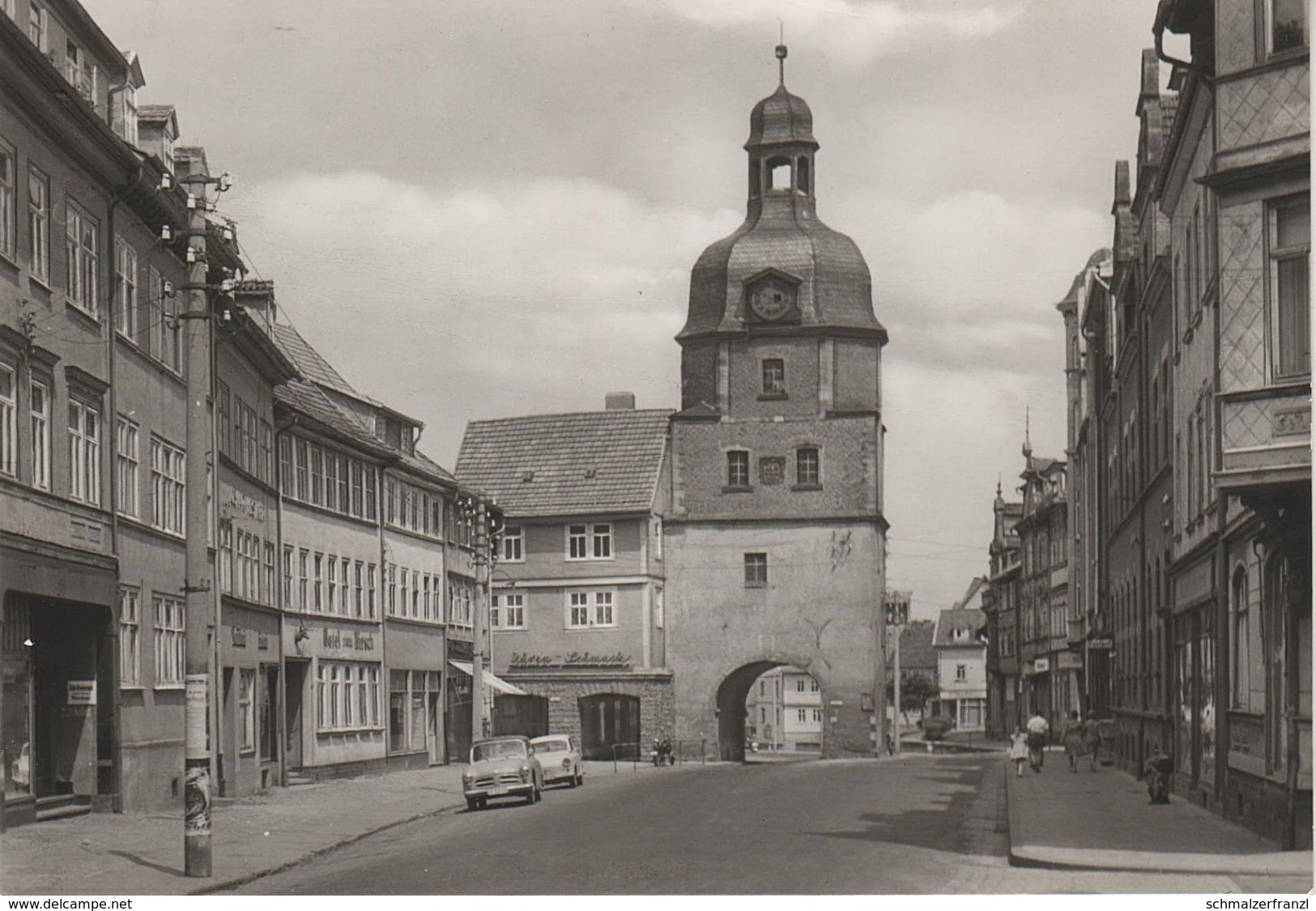 AK Waltershausen Thüringen Das Nicolaustor Nikolaustor Hotel Zum Hirsch Laden Geschäft Trabant 500 Wartburg DDR - Waltershausen