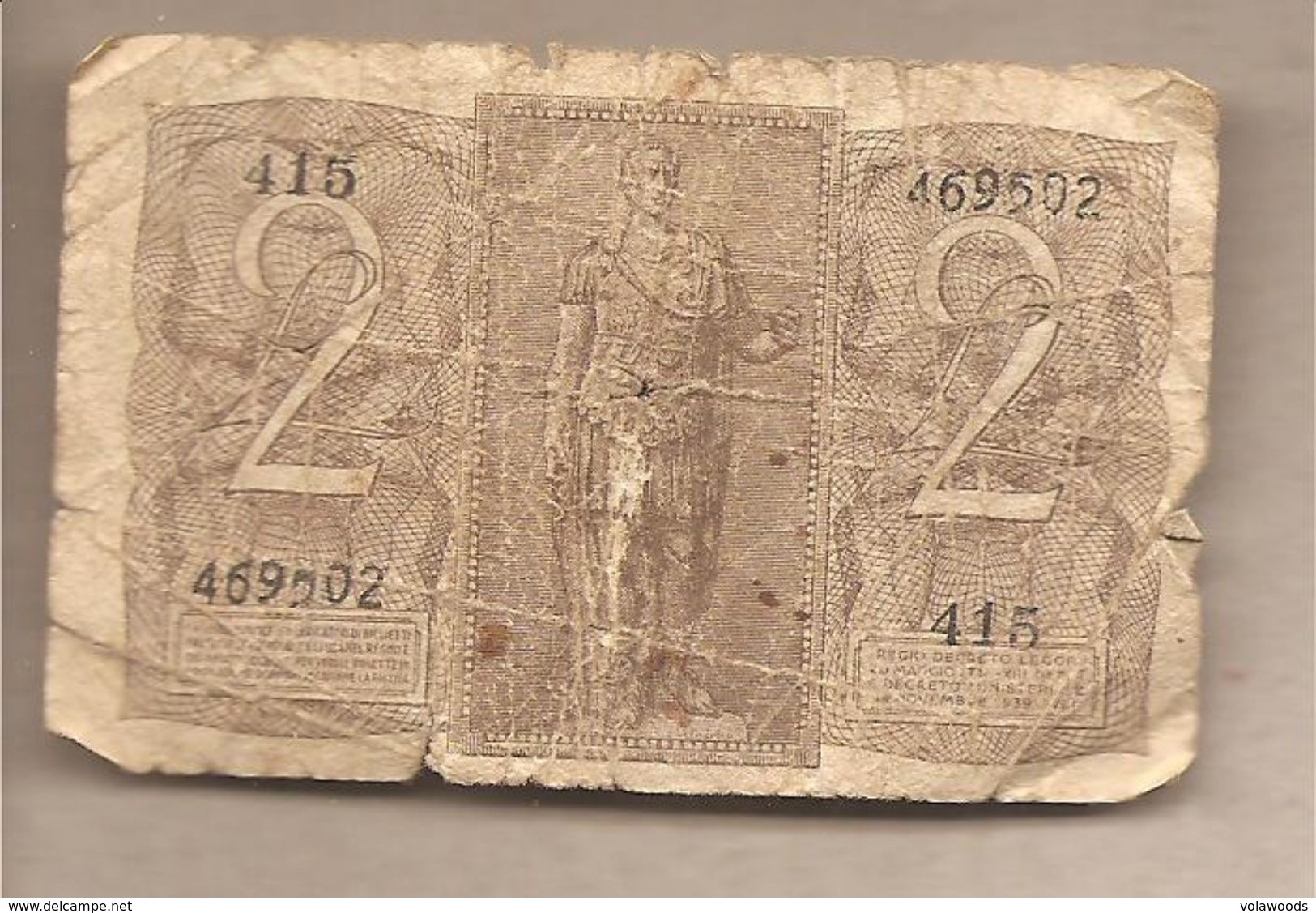 Italia - Banconota Circolata Da 2  Lira "Impero" P-27 - 1944 #17 - Regno D'Italia – 2 Lire