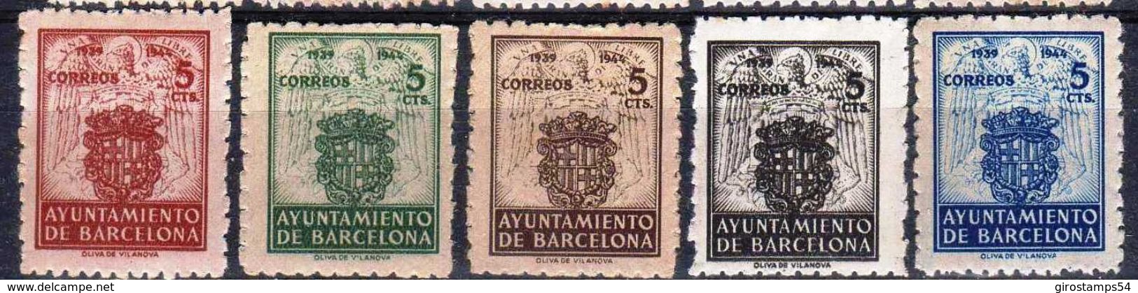 Girostamps54 - Ayuntamiento De Barcelona 1944 Escudo De La Ciudad Edifil Nº 55/59** ---- Sellos Nuevos - Barcelona